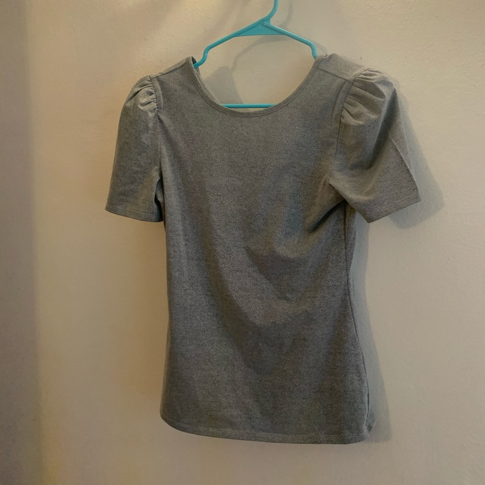 Express silver puff sleeves shirt